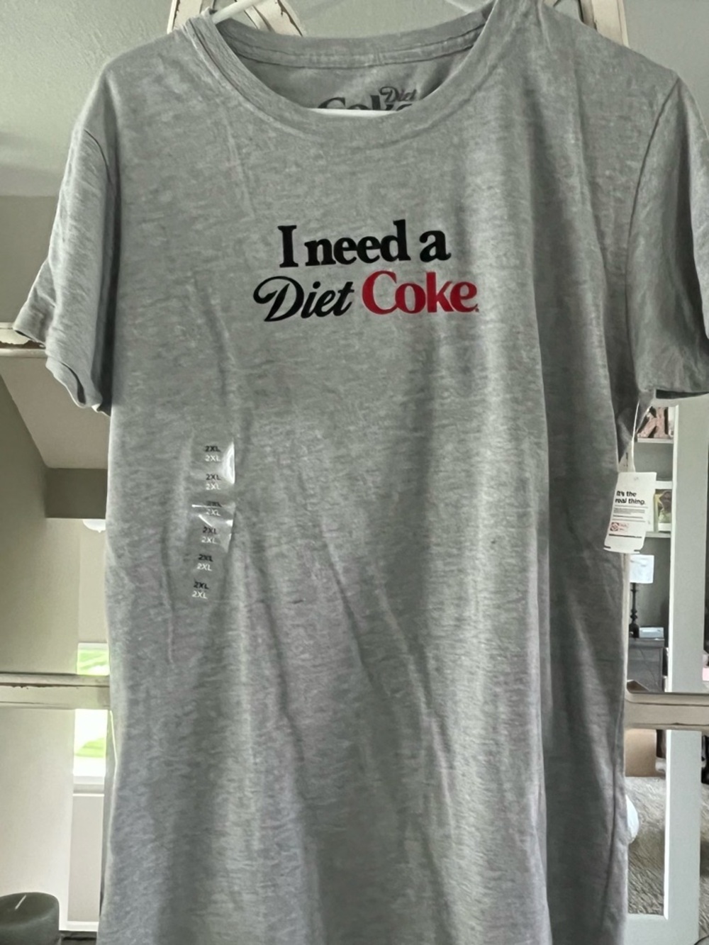 Coca Cola Light Gray 'I Need a Diet Coke' Short Sleeve Tee